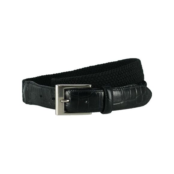 CTM Men's Big & Tall Braided Elastic Stretch Belt with Croc Print End Tabs - Picture 4 of 6